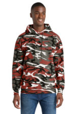 Port & Co Core Fleece Camo Pullover Hooded Sweatshirt. PC78HC Red Camo