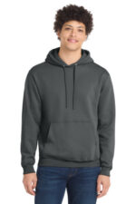 Port & Co Core Fleece Pullover Hooded Sweatshirt. PC78H Charcoal
