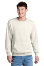 Port & Co Core Fleece Crewneck Pocket Sweatshirt PC78PKT Oatmeal Heather