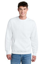 Port & Co Core Fleece Crewneck Pocket Sweatshirt PC78PKT White