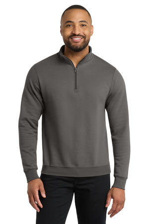 Port & Co Core Fleece 1/4-Zip Pullover Sweatshirt PC78Q Charcoal