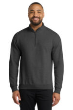 Port & Co Core Fleece 1/4-Zip Pullover Sweatshirt PC78Q Dark Heather Grey
