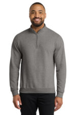 Port & Co Core Fleece 1/4-Zip Pullover Sweatshirt PC78Q Graphite Heather