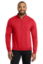 Port & Co Core Fleece 1/4-Zip Pullover Sweatshirt PC78Q Red