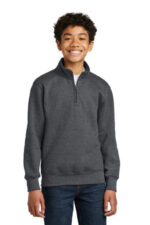 Port & Co Youth Core Fleece 1/4-Zip Pullover Sweatshirt PC78YQ Dark Heather Grey