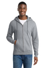 Port & Co Core Fleece Full-Zip Hooded Sweatshirt. PC78ZH Athletic Heather