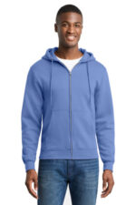 Port & Co Core Fleece Full-Zip Hooded Sweatshirt. PC78ZH Carolina Blue