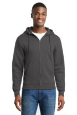 Port & Co Core Fleece Full-Zip Hooded Sweatshirt. PC78ZH Charcoal