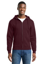 Port & Co Core Fleece Full-Zip Hooded Sweatshirt. PC78ZH Maroon