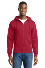 Port & Co Core Fleece Full-Zip Hooded Sweatshirt. PC78ZH Red