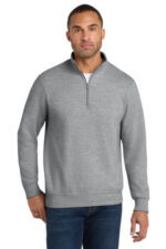 Port & Co Fan Favorite Fleece 1/4-Zip Pullover Sweatshirt. PC850Q Athletic Heather