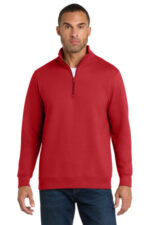 Port & Co Fan Favorite Fleece 1/4-Zip Pullover Sweatshirt. PC850Q Bright Red