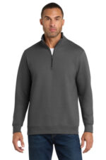 Port & Co Fan Favorite Fleece 1/4-Zip Pullover Sweatshirt. PC850Q Charcoal