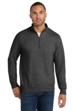 Port & Co Fan Favorite Fleece 1/4-Zip Pullover Sweatshirt. PC850Q Dark Heather Grey