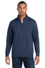 Port & Co Fan Favorite Fleece 1/4-Zip Pullover Sweatshirt. PC850Q Team Navy