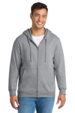 Port & Co Fan Favorite Fleece Full-Zip Hooded Sweatshirt. PC850ZH Athletic Heather