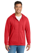 Port & Co Fan Favorite Fleece Full-Zip Hooded Sweatshirt. PC850ZH Bright Red