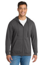 Port & Co Fan Favorite Fleece Full-Zip Hooded Sweatshirt. PC850ZH Charcoal