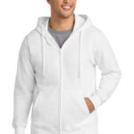 Port & Co Fan Favorite Fleece Full-Zip Hooded Sweatshirt. PC850ZH White