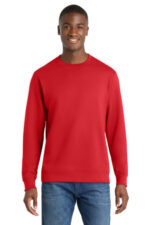 Port & Co Fan Favorite Fleece Crewneck Sweatshirt. PC850 Bright Red