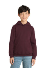 Port & Co Youth Core Fleece Pullover Hooded Sweatshirt. PC90YH Maroon