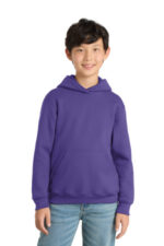 Port & Co Youth Core Fleece Pullover Hooded Sweatshirt. PC90YH Purple