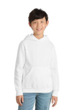 Port & Co Youth Core Fleece Pullover Hooded Sweatshirt. PC90YH White