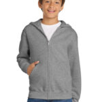Port & Co Youth Core Fleece Full-Zip Hooded Sweatshirt. PC90YZH Athletic Heather