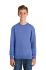 Port & Co Youth Core Fleece Crewneck Sweatshirt. PC90Y Carolina Blue