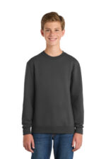 Port & Co Youth Core Fleece Crewneck Sweatshirt. PC90Y Charcoal