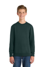 Port & Co Youth Core Fleece Crewneck Sweatshirt. PC90Y Dark Green