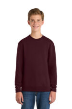 Port & Co Youth Core Fleece Crewneck Sweatshirt. PC90Y Maroon