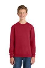 Port & Co Youth Core Fleece Crewneck Sweatshirt. PC90Y Red