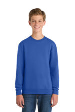 Port & Co Youth Core Fleece Crewneck Sweatshirt. PC90Y Royal