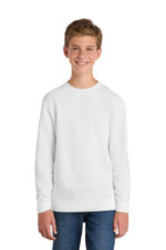 Port & Co Youth Core Fleece Crewneck Sweatshirt. PC90Y White