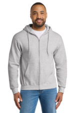 Port & Co Tall Essential Fleece Full-Zip Hooded Sweatshirt. PC90ZHT Ash