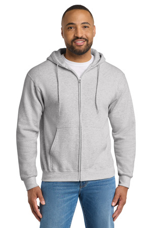 Port & Co Tall Essential Fleece Full-Zip Hooded Sweatshirt. PC90ZHT Ash
