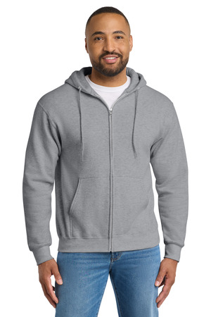 Port & Co Essential Fleece Full-Zip Hooded Sweatshirt. PC90ZH Athletic Heather