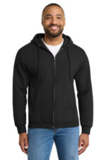 Port & Co Essential Fleece Full-Zip Hooded Sweatshirt. PC90ZH Jet Black