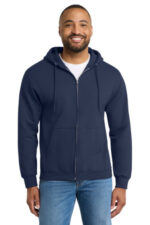 Port & Co Essential Fleece Full-Zip Hooded Sweatshirt. PC90ZH Navy