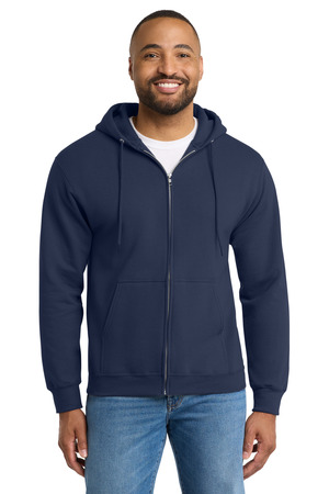 Port & Co Essential Fleece Full-Zip Hooded Sweatshirt. PC90ZH Navy