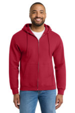Port & Co Essential Fleece Full-Zip Hooded Sweatshirt. PC90ZH Red