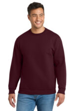 Port & Co Essential Fleece Crewneck Sweatshirt. PC90 Maroon