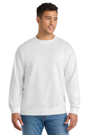 Port & Co Essential Fleece Crewneck Sweatshirt. PC90 White