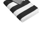Port Authority Cabana Stripe Beach Towel. PT43 Black