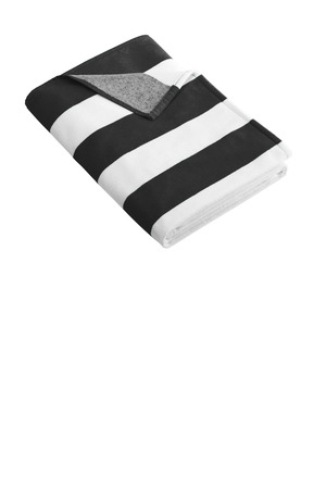 PT43 - Black Port Authority Cabana Stripe Beach Towel. PT43 Black