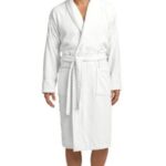 Port Authority Checkered Terry Shawl Collar Robe. R103 White