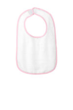 Rabbit Skins Infant Contrast Trim Terry Bib. RS1003 Pink