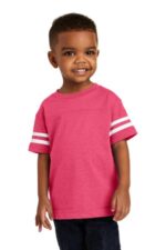 Rabbit Skins Toddler Football Fine Jersey Tee. RS3037 Vintage Hot Pink/ Blended White