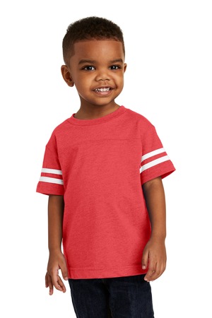Rabbit Skins Toddler Football Fine Jersey Tee. RS3037 Vintage Red/ Blended White